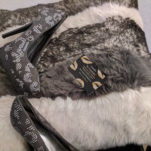 Grey Suede With Silver Studs - Anne Michelle- Heels -7.5